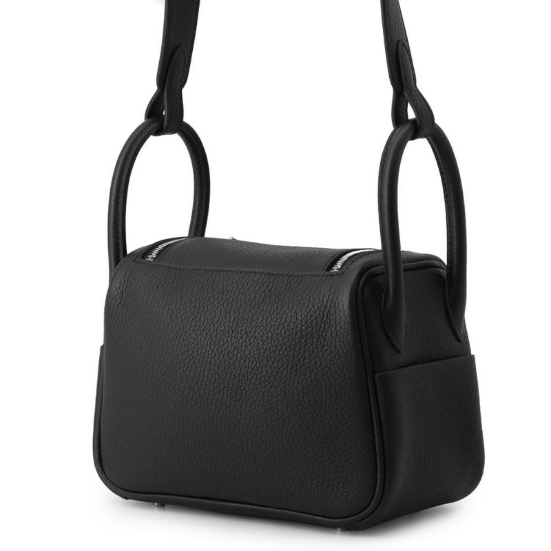 エルメス リンディ ミニ ブラック/シルバー金具 トリヨンクレマンス W刻印 2wayショルダー 黒