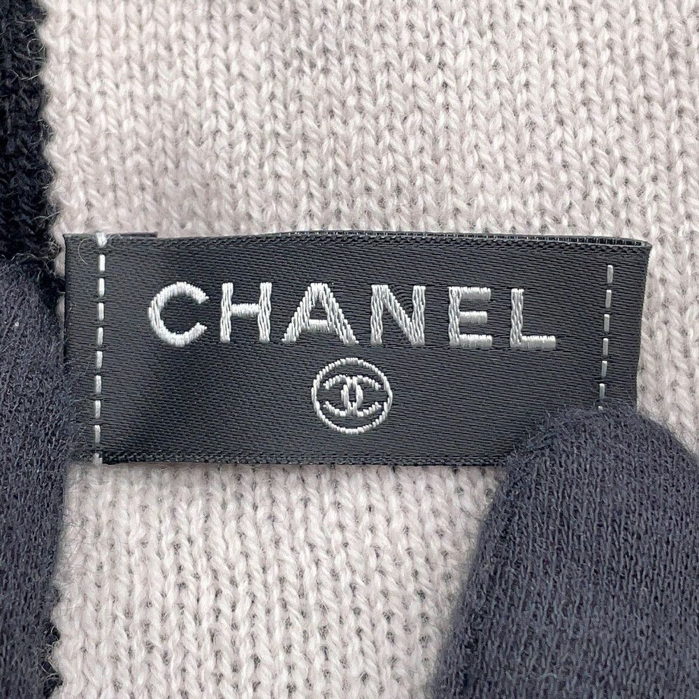 シャネル マフラー ココマーク カシミヤ CHANEL ストール 黒 白