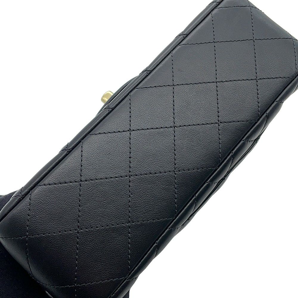 シャネル チェーンショルダーバッグ マトラッセ ココマーク トップハンドル ミニ ラムスキン AS2431 黒