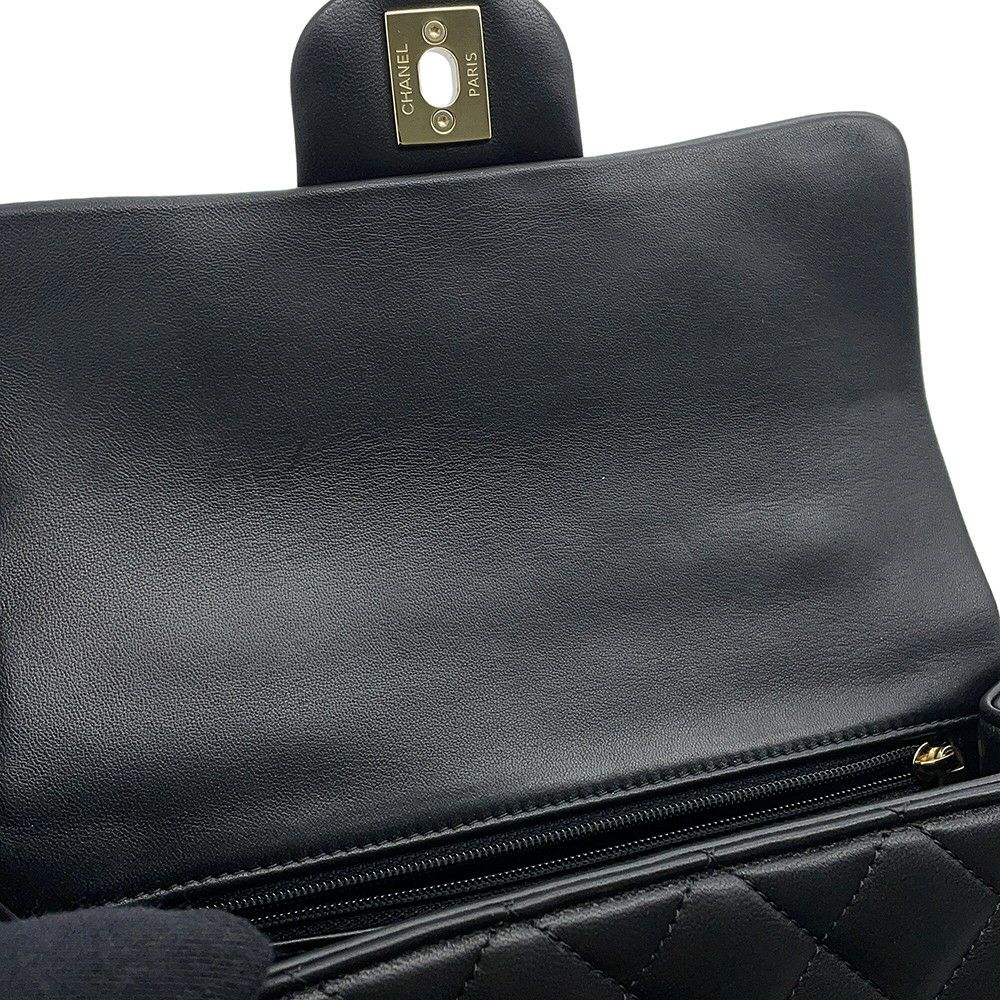 シャネル チェーンショルダーバッグ マトラッセ ココマーク トップハンドル ミニ ラムスキン AS2431 黒