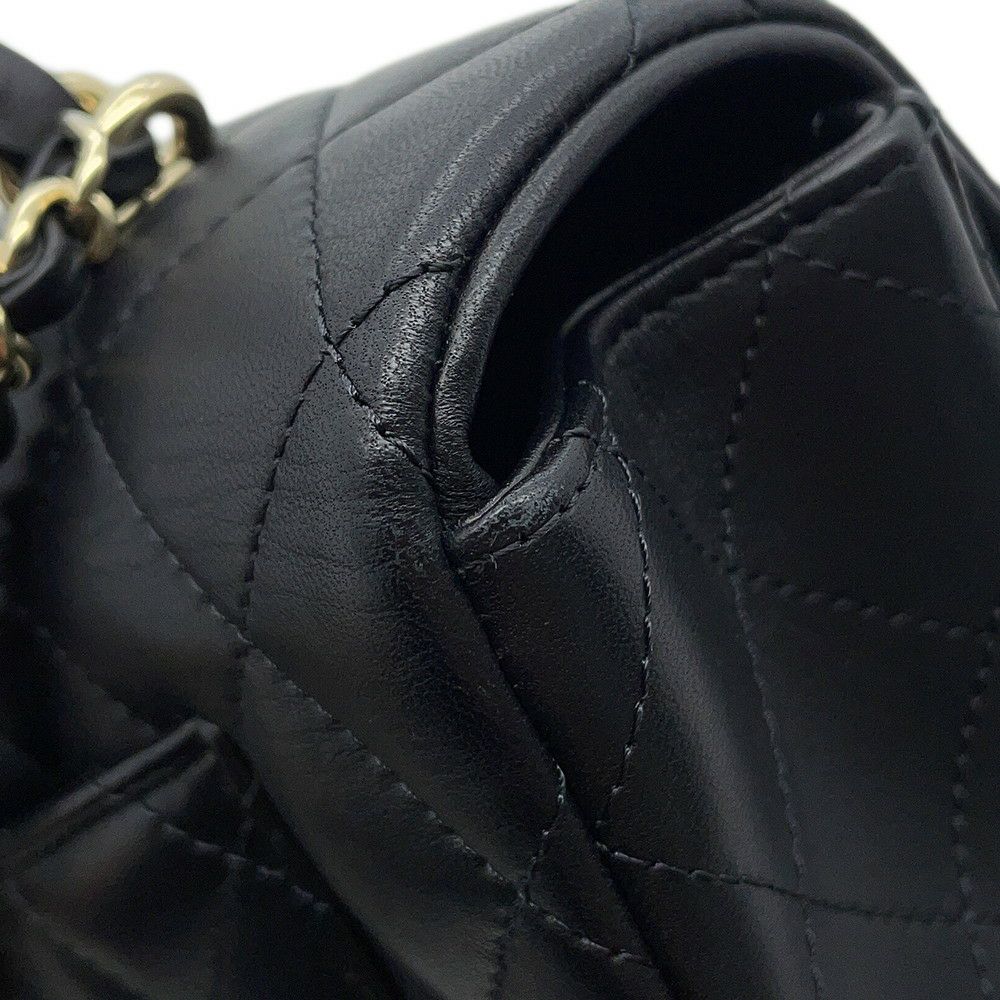 シャネル チェーンショルダーバッグ マトラッセ ココマーク トップハンドル ミニ ラムスキン AS2431 黒