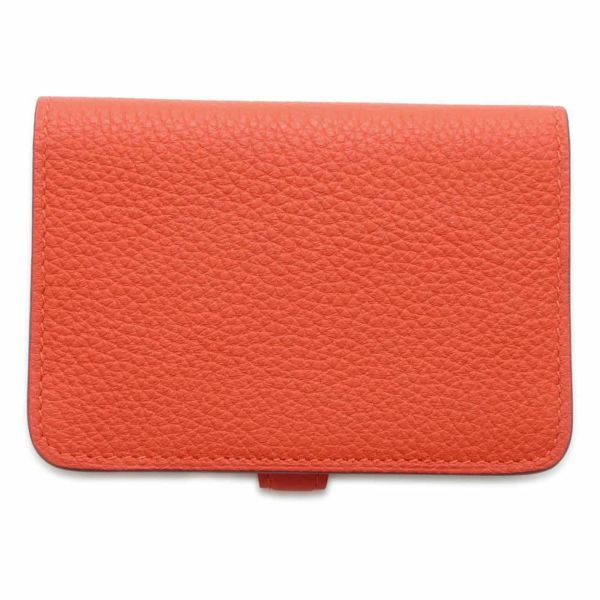 エルメス カードケース ドゴン オレンジ/シルバー金具 トゴ B刻印 HERMES 名刺入れ