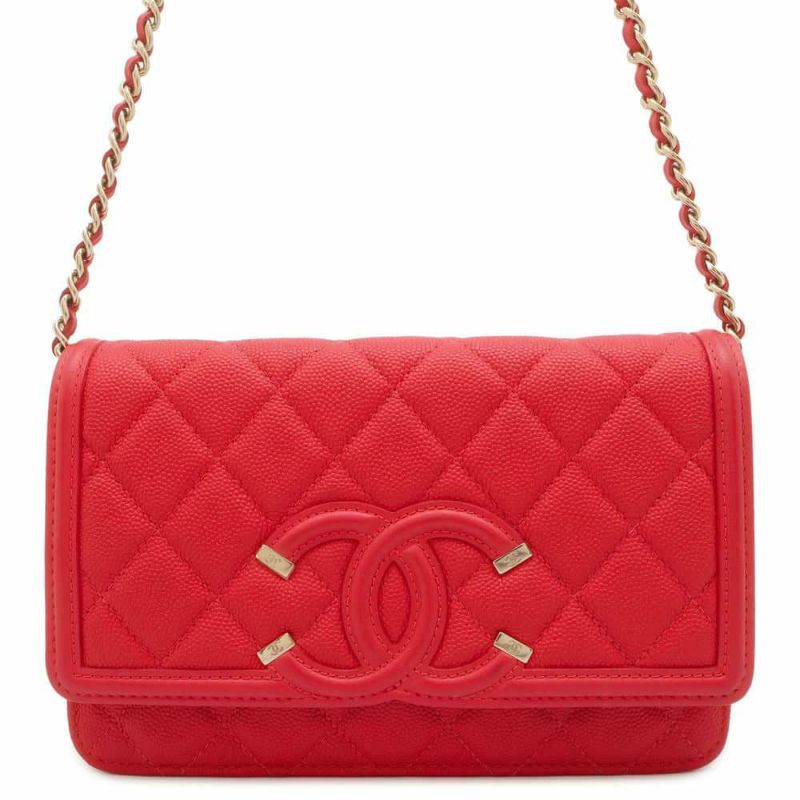 シャネル チェーンウォレット CCフィリグリー ココマーク マトラッセ キャビアスキン A84451 CHANEL 財布