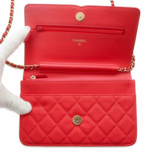 シャネル チェーンウォレット CCフィリグリー ココマーク マトラッセ キャビアスキン A84451 CHANEL 財布