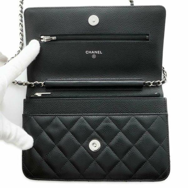 シャネル チェーンウォレット クラシック マトラッセ ココマーク キャビアスキン AP0250 CHANEL 財布 黒