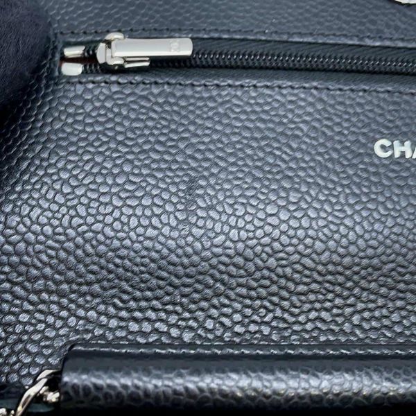 シャネル チェーンウォレット クラシック マトラッセ ココマーク キャビアスキン AP0250 CHANEL 財布 黒