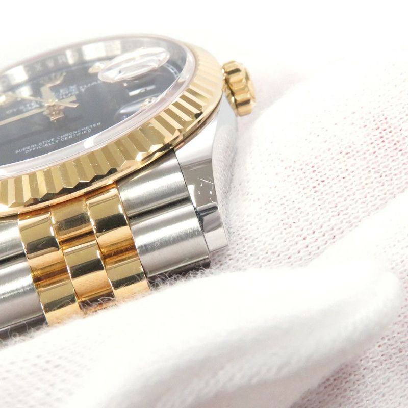 ロレックス デイトジャスト2 36 126233 ランダムシリアル ルーレット ROLEX 腕時計 黒文字盤 10Pダイヤ