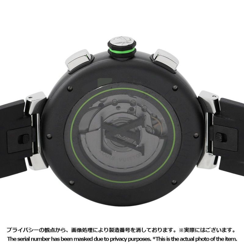 ルイヴィトン タンブール オトマティック クロノグラフ ダミエ グラフィット レース QA130 黒文字盤