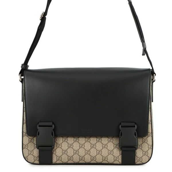 グッチ ショルダーバッグ GGスプリーム/レザー 406367 GUCCI メッセンジャーバッグ 黒