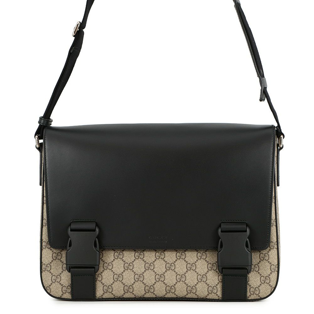 グッチ ショルダーバッグ GGスプリーム/レザー 406367 GUCCI メッセンジャーバッグ 黒