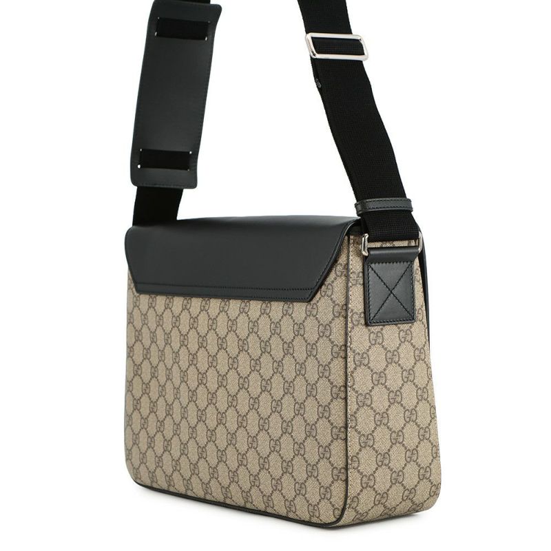 グッチ ショルダーバッグ GGスプリーム/レザー 406367 GUCCI メッセンジャーバッグ 黒
