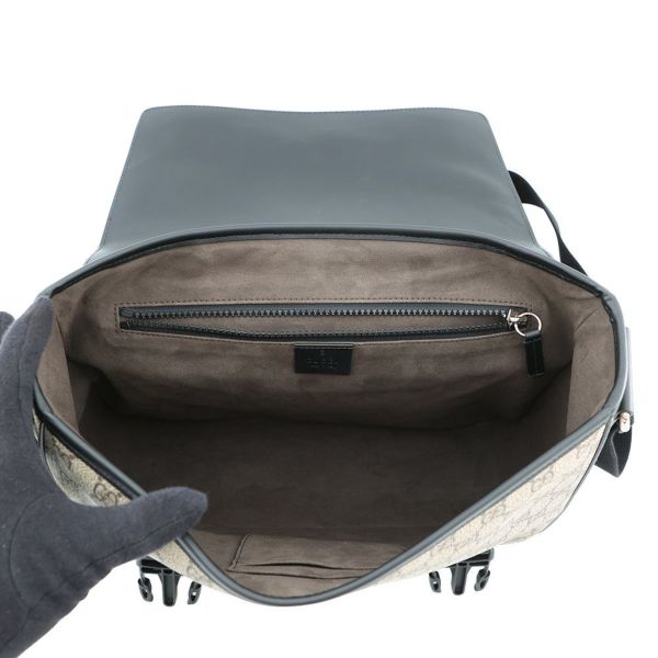 グッチ ショルダーバッグ GGスプリーム/レザー 406367 GUCCI メッセンジャーバッグ 黒