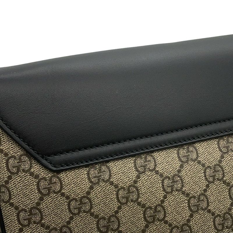 グッチ ショルダーバッグ GGスプリーム/レザー 406367 GUCCI メッセンジャーバッグ 黒