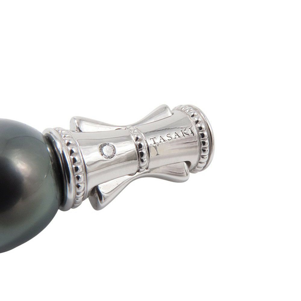 タサキ ネックレス グラデーション イヤリングセット 黒真珠 パール/ダイヤモンド 1P 0.01ct K18WGホワイトゴールド TASAKI