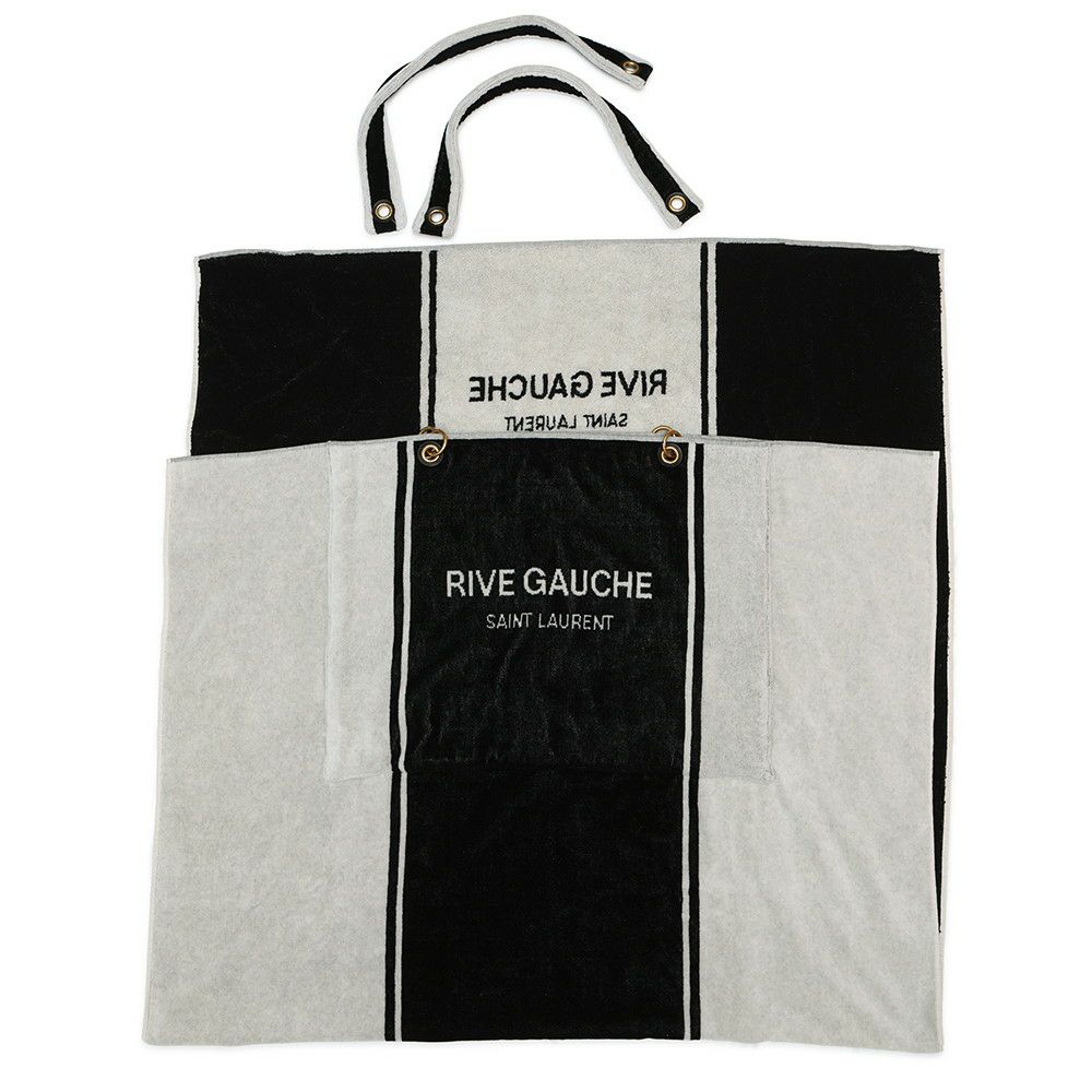 サンローランパリ トートバッグ リヴ・ゴーシュ RIVE GAUCHE タオルトート 735067 SAINT LAURENT PARIS 黒 白