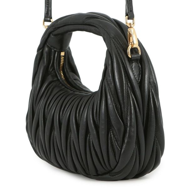 ミュウミュウ ハンドバッグ マテラッセ ワンダー ホーボーバッグ レザー 5BC125 MIUMIU 2way 黒