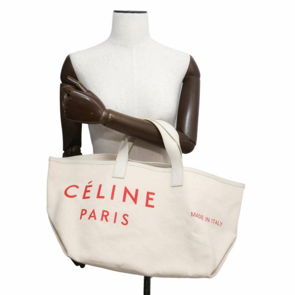 セリーヌ トートバッグ メイドイントート スモール キャンバス レザー 18608 CELINE ハンドバッグ 白