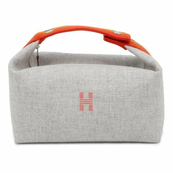 エルメス ポーチ ブリッド・ア・ブラックGM ロカバール グリスフランネル/シルバー金具 ウール HERMES 小物入れ