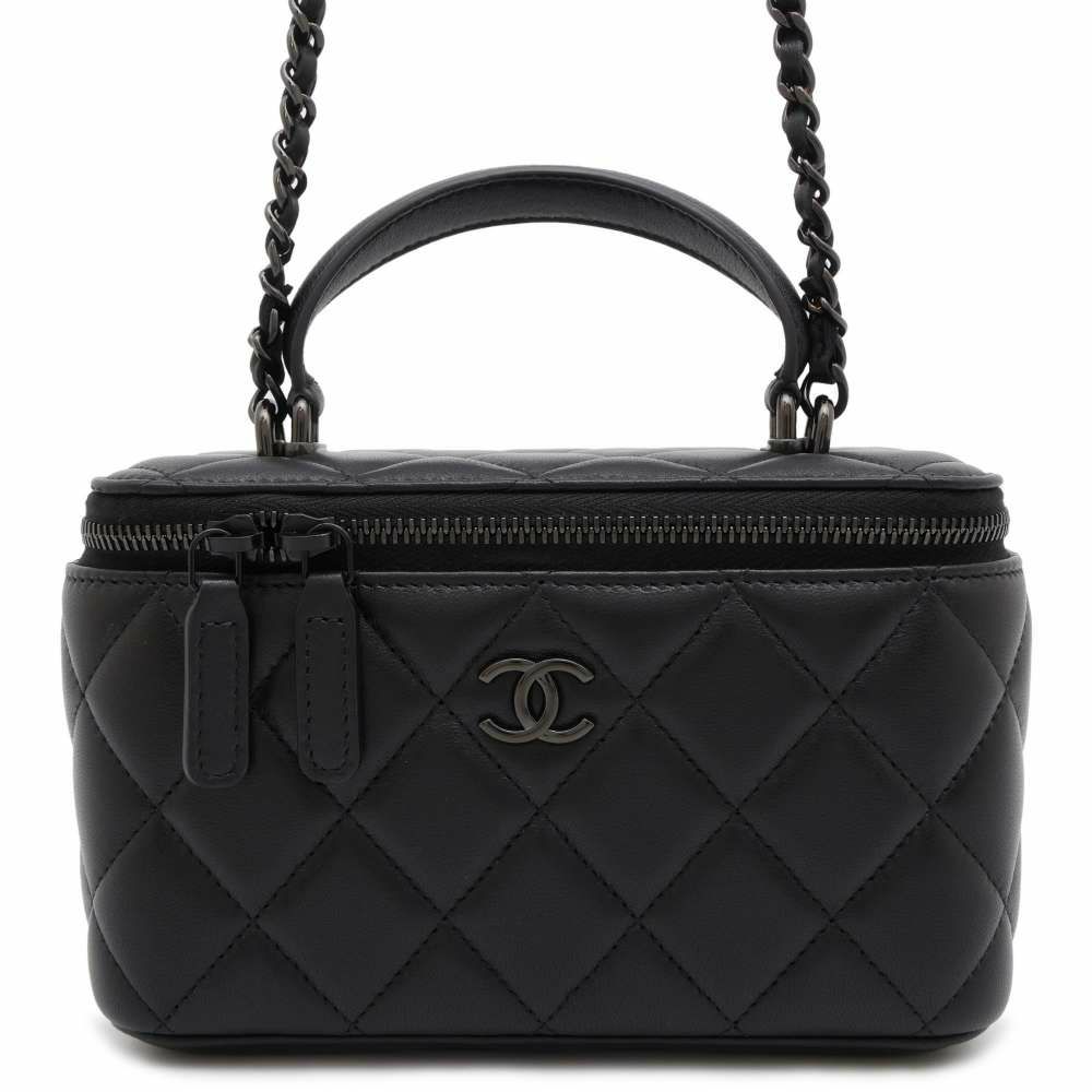 シャネル チェーンショルダーバッグ マトラッセ ココマーク ヴァニティケース ラムスキン AP2199 CHANEL バニティ 黒