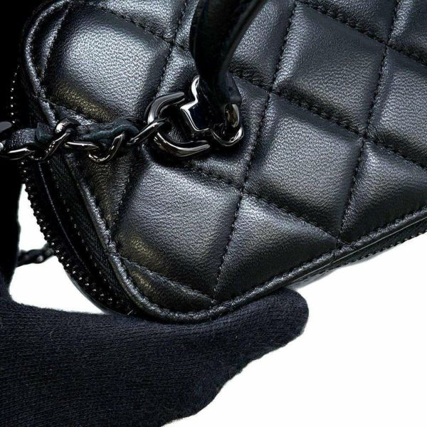 シャネル チェーンショルダーバッグ マトラッセ ココマーク ヴァニティケース ラムスキン AP2199 CHANEL バニティ 黒