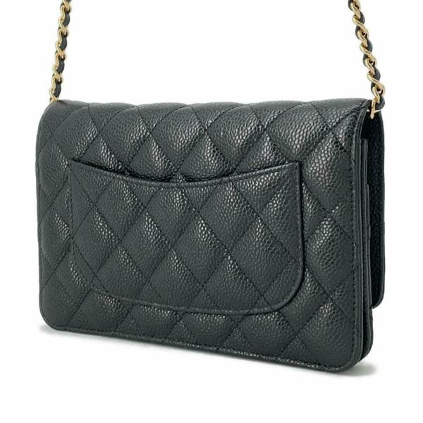 シャネル チェーンウォレット マトラッセ ココマーク キャビアスキン AP0250 CHANEL 財布 黒