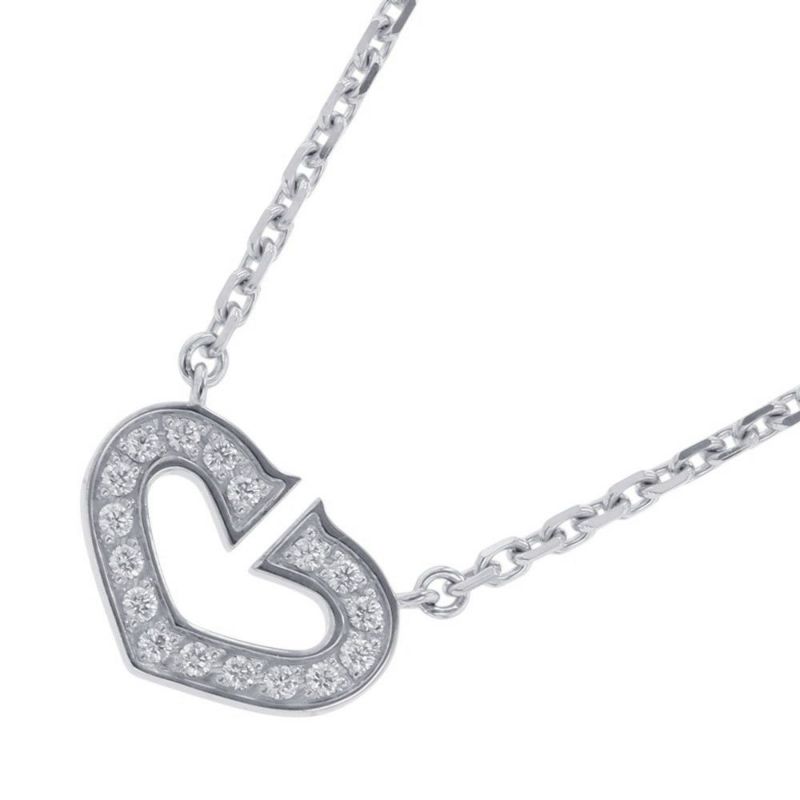 カルティエ ネックレス Cハート ネックレス ダイヤモンド K18WGホワイトゴールド B7008300 Cartier ペンダント