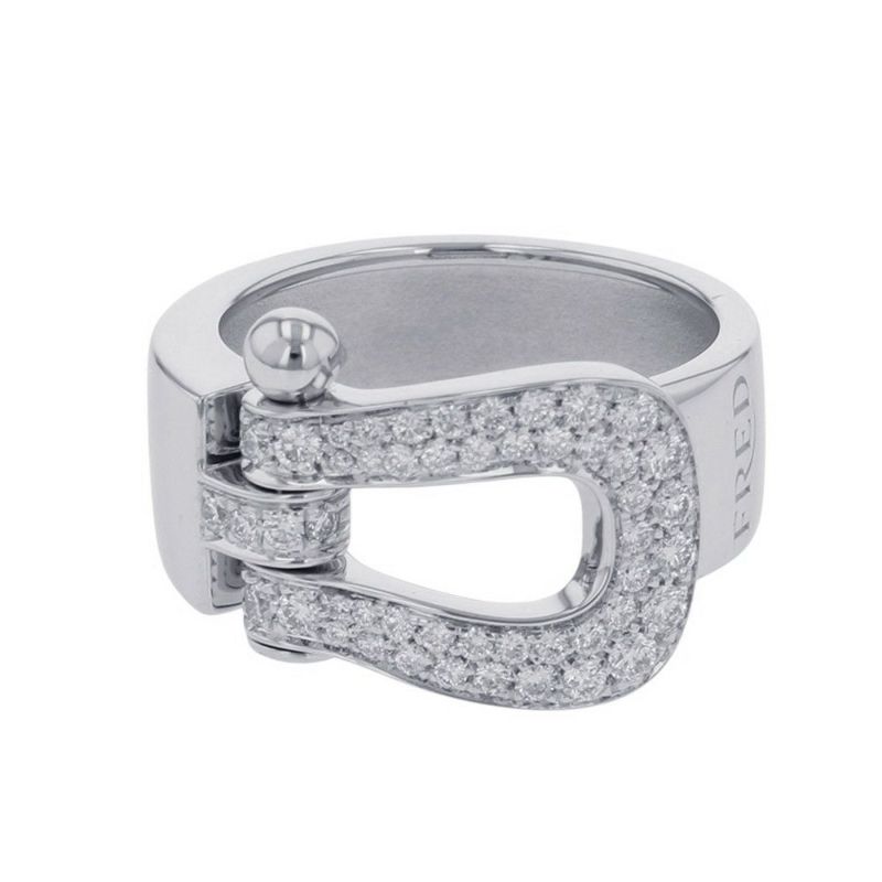 フレッド リング フォース10 ラージモデル ダイヤモンド 49P 計0.49ct K18WGホワイトゴールド サイズ52 4B0352 指輪