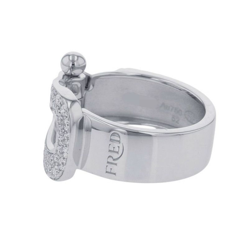 フレッド リング フォース10 ラージモデル ダイヤモンド 49P 計0.49ct K18WGホワイトゴールド サイズ52 4B0352 指輪