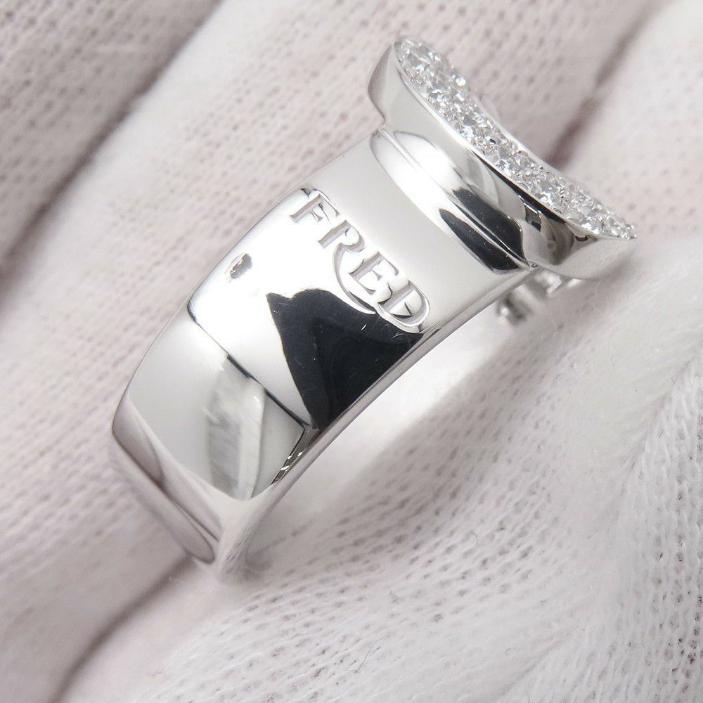 フレッド リング フォース10 ラージモデル ダイヤモンド 49P 計0.49ct K18WGホワイトゴールド サイズ52 4B0352 指輪