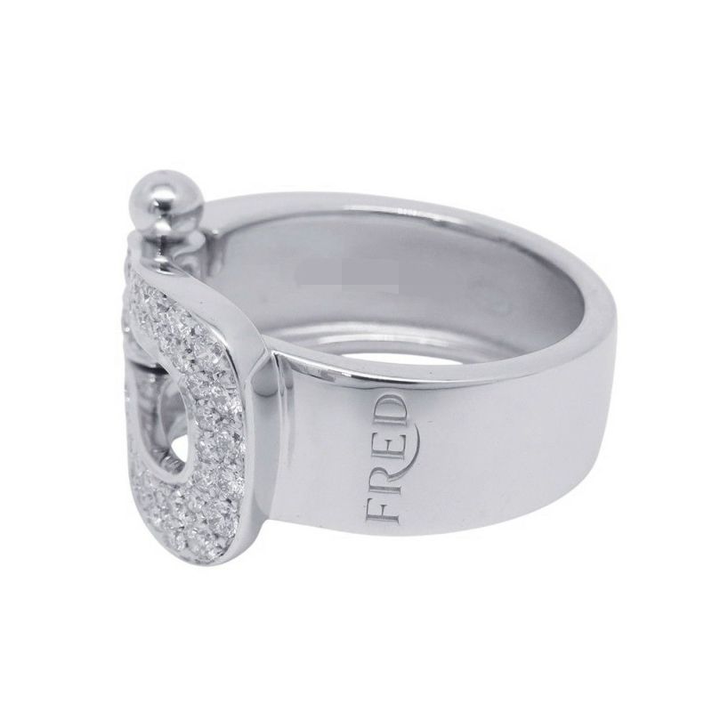 フレッド リング フォース10 ラージモデル ダイヤモンド 49P 計0.49ct K18WGホワイトゴールド サイズ52 4B0352 指輪