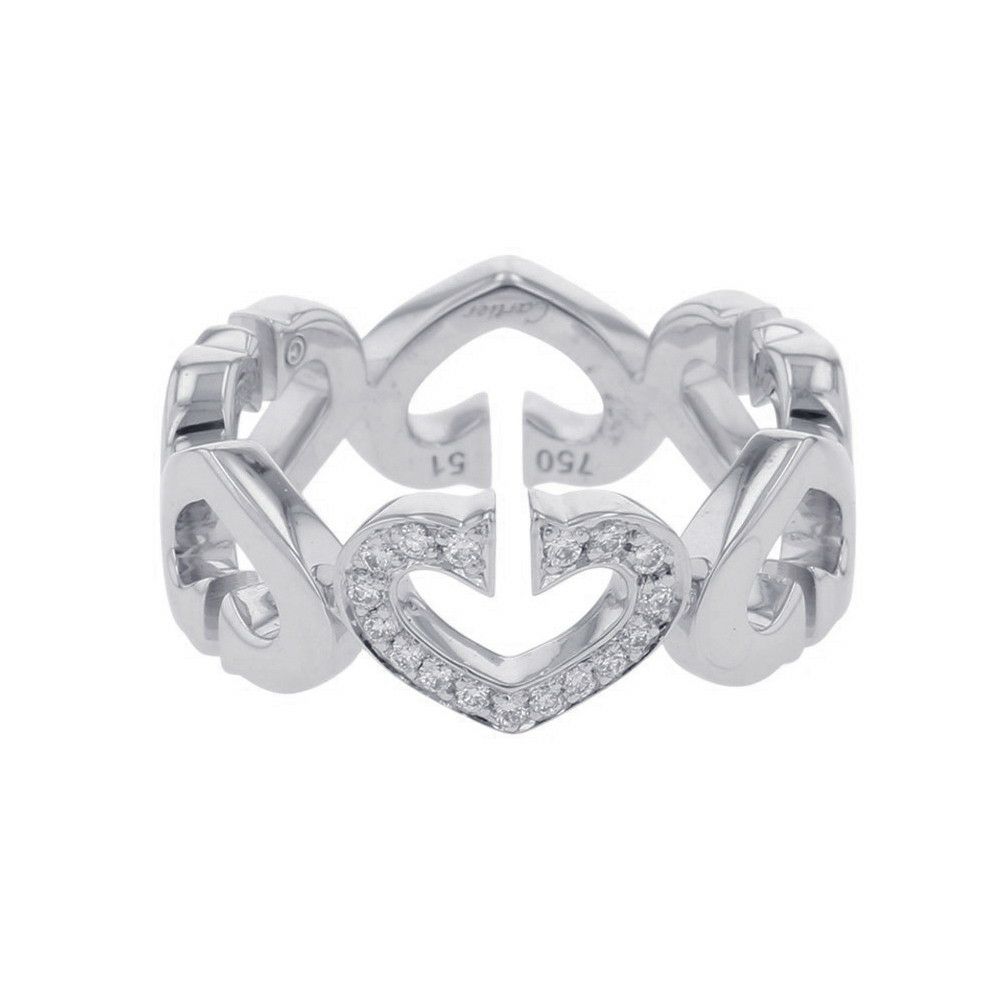 カルティエ リング Cハート リング ダイヤモンド K18WGホワイトゴールド サイズ51 B4041500 Cartier 指輪