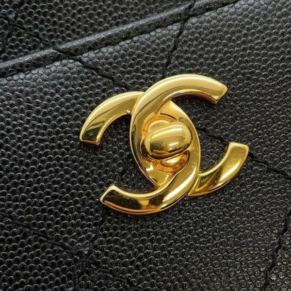 シャネル  チェーンショルダーバッグ マトラッセ ココマーク キャビアスキン CHANEL バッグ 黒