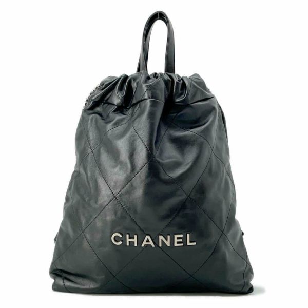 シャネル リュック シャネル22 スモールシャイニーカーフレザー AS3859 CHANEL バックパック 黒