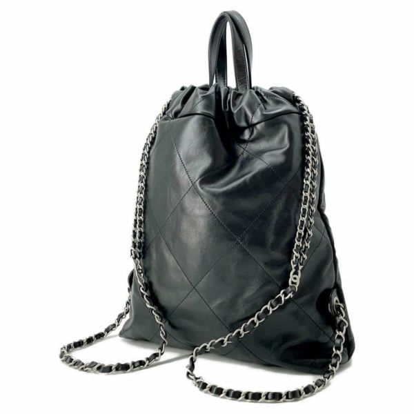 シャネル リュック シャネル22 スモールシャイニーカーフレザー AS3859 CHANEL バックパック 黒