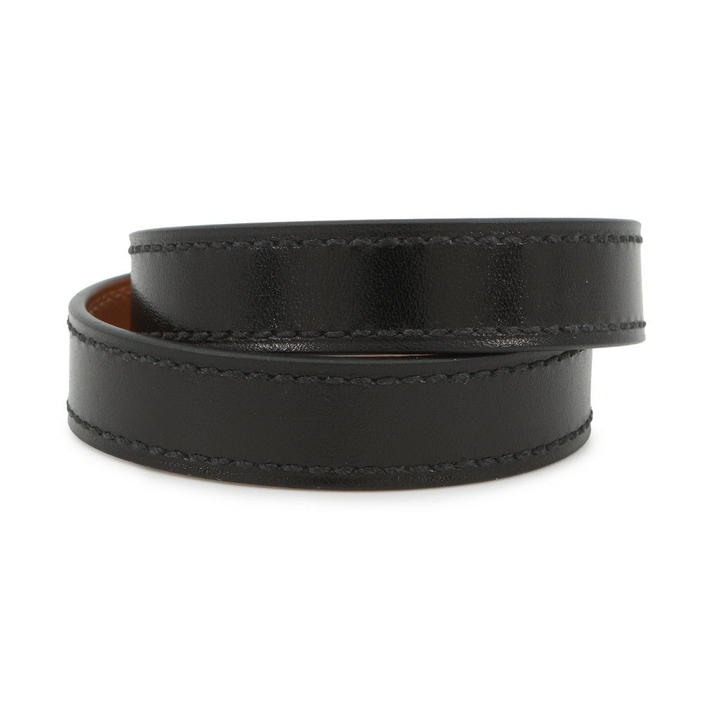エルメス ブレスレット ケリー ドゥブルトゥール ブラック/ゴールド金具 ボックスカーフ B刻印 サイズT2 黒