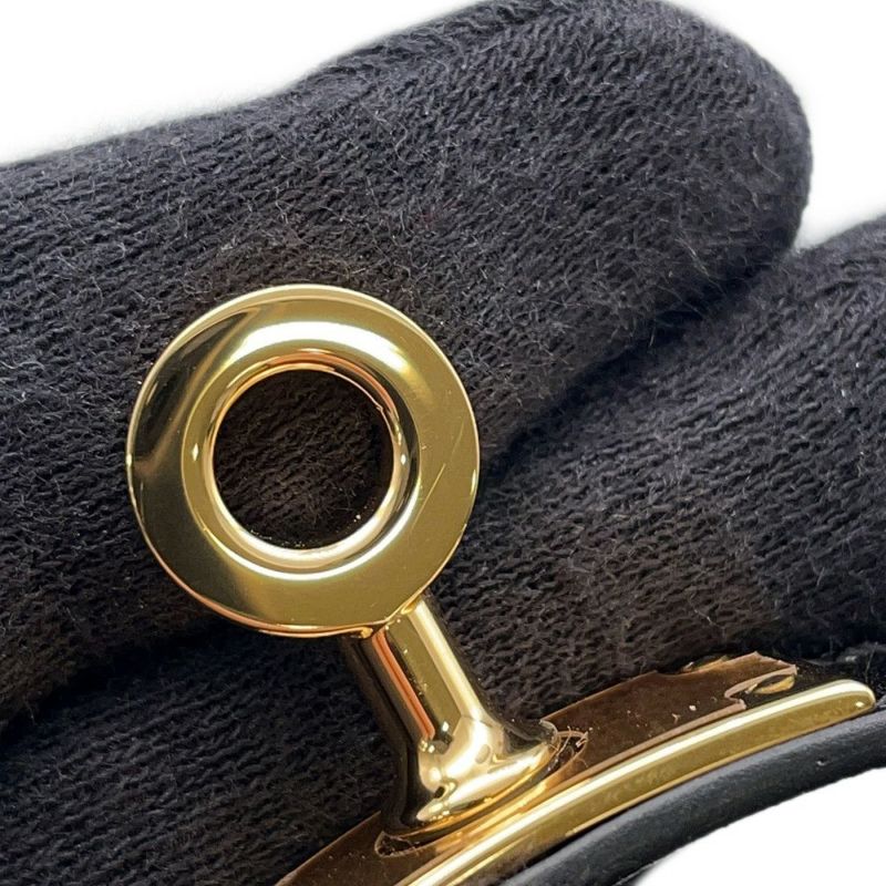 エルメス ブレスレット ケリー ドゥブルトゥール ブラック/ゴールド金具 ボックスカーフ B刻印 サイズT2 黒