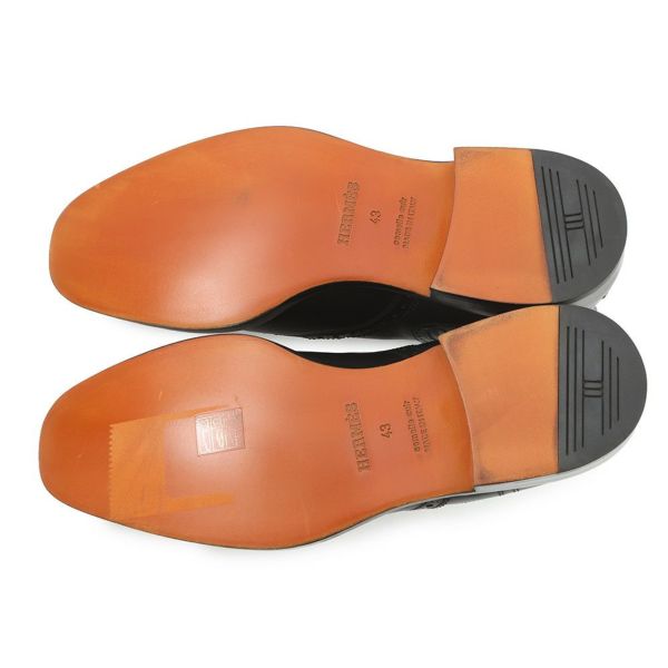 エルメス ブーツ サイドゴア パンチング レザー メンズサイズ43 HERMES 靴 黒