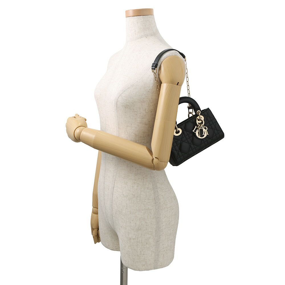 ディオール ハンドバッグ Lady D-JOY カナージュ マイクロ ラムスキン S0910ONGE Christian Dior 3way 黒
