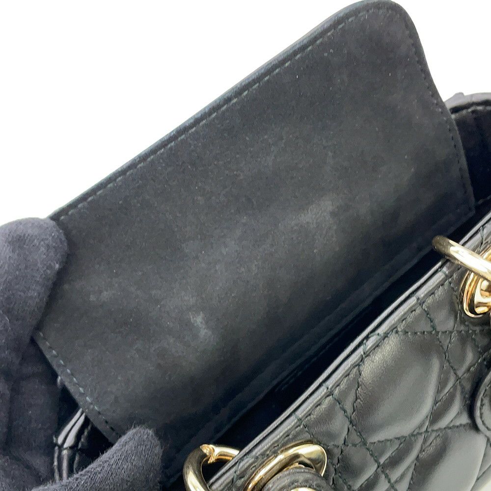ディオール ハンドバッグ Lady D-JOY カナージュ マイクロ ラムスキン S0910ONGE Christian Dior 3way 黒