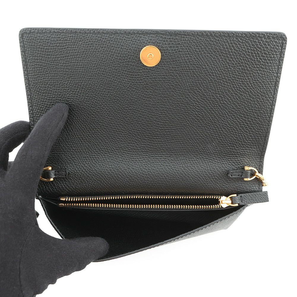 ヴァレンティノ・ガラヴァーニ チェーンウォレット Vロゴ シグネチャー カーフレザー 7W0P0W42SNP 財布 黒