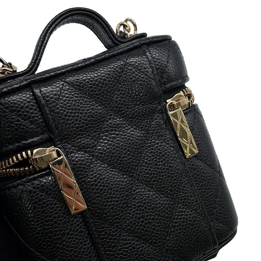 シャネル チェーンヴァニティー ケース スモール マトラッセ ココマーク キャビアスキン AP2503 CHANEL ショルダー ポシェット 黒
