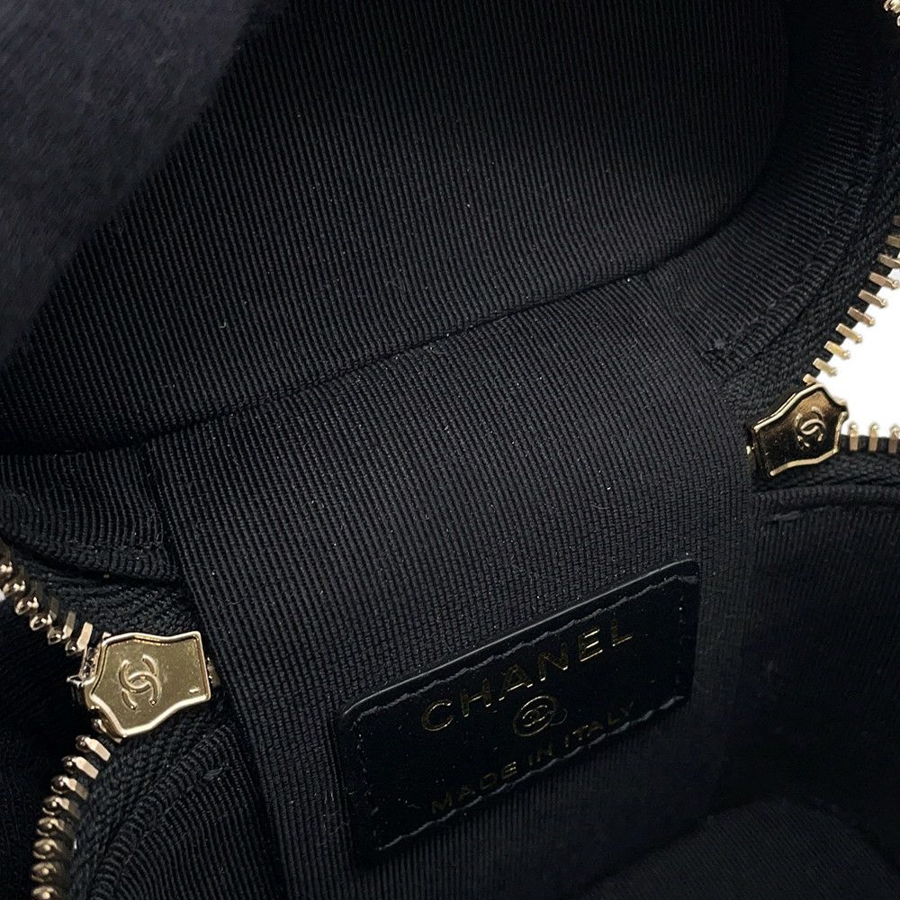 シャネル チェーンヴァニティー ケース スモール マトラッセ ココマーク キャビアスキン AP2503 CHANEL ショルダー ポシェット 黒