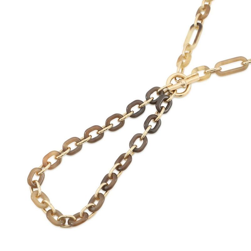 エルメス ロングネックレス レジーユ バッファローホーン/メタル HERMES Wチェーン アクセサリー