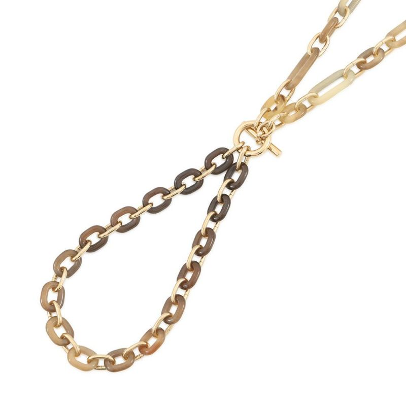 エルメス ロングネックレス レジーユ バッファローホーン/メタル HERMES Wチェーン アクセサリー