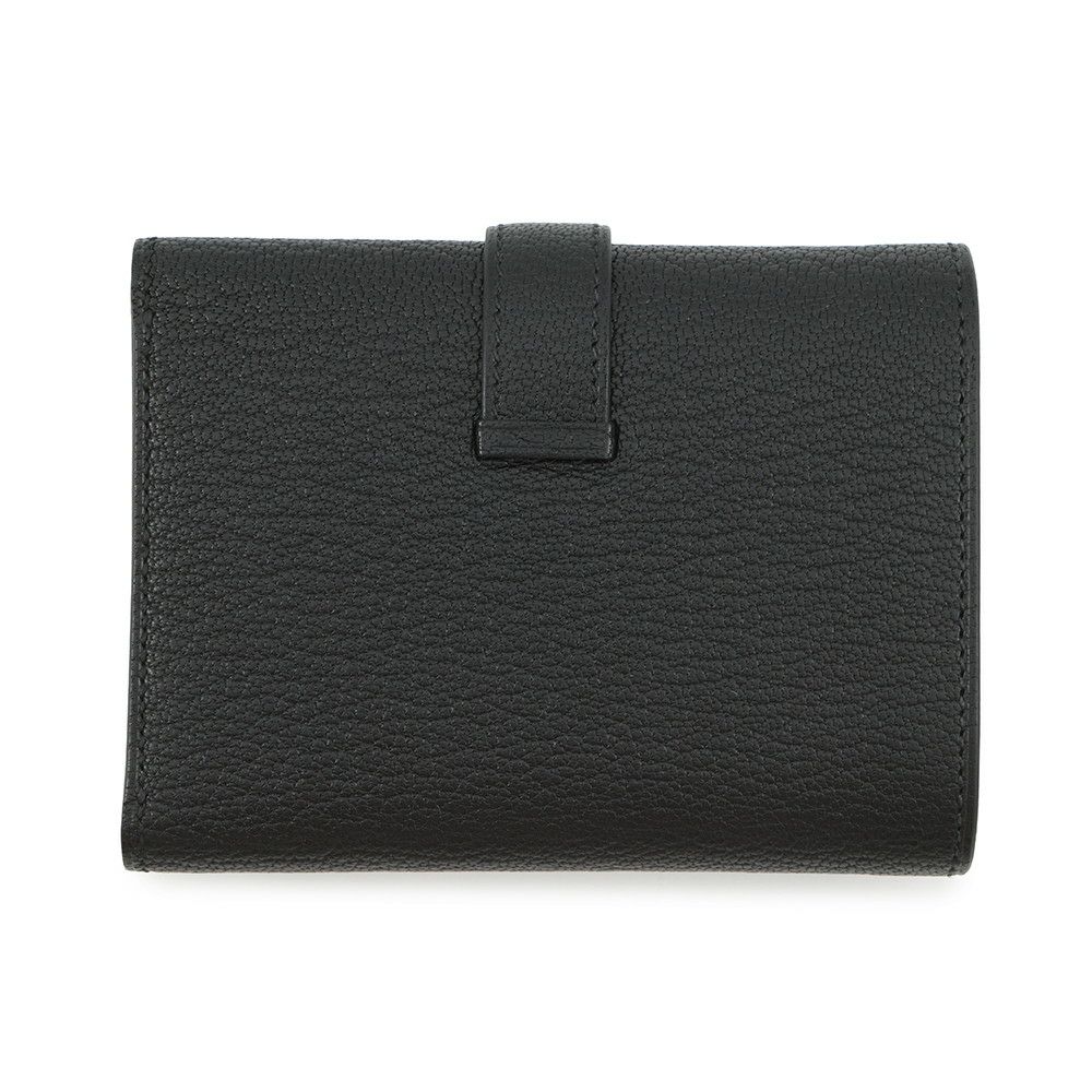 エルメス 三つ折り財布 ベアンコンビネ ブラック/シルバー金具 シェブルミゾル B刻印 HERMES 財布 黒