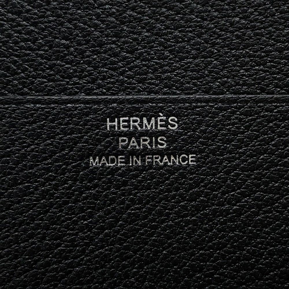 エルメス 三つ折り財布 ベアンコンビネ ブラック/シルバー金具 シェブルミゾル B刻印 HERMES 財布 黒