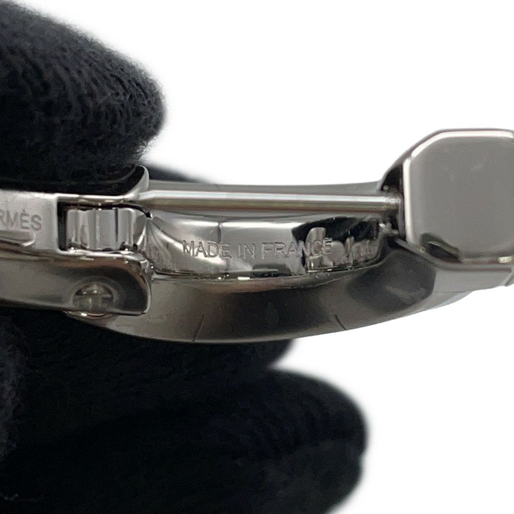 エルメス ピアス ジョケット PM ブラック/シルバー金具 ボックスカーフ/メタル HERMES アクセサリー 黒
