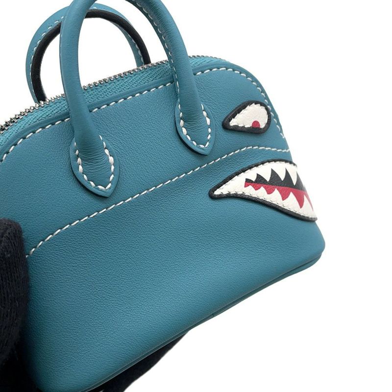 エルメス バッグチャーム ボリードシャーク ニューブルージーン/シルバー金具 スイフト W刻印