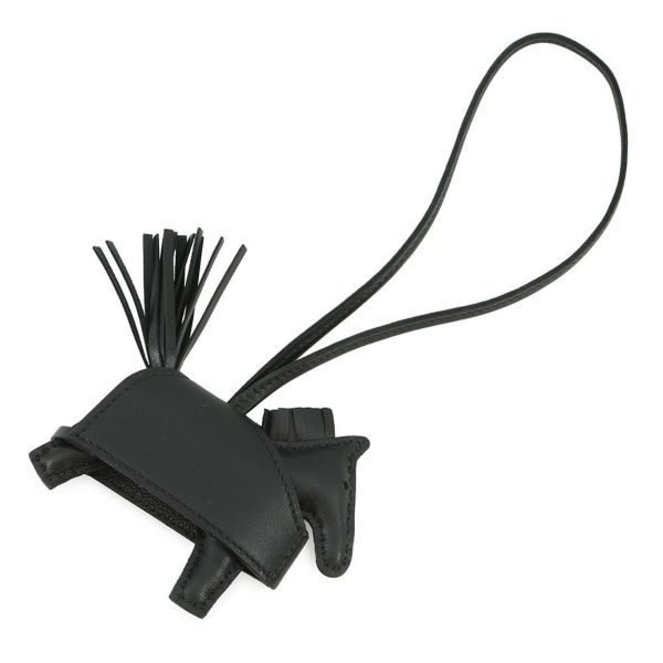 エルメス バッグチャーム ロデオPM ロベオ ロック ブラック/シルバー金具 ラムスキン K刻印 黒