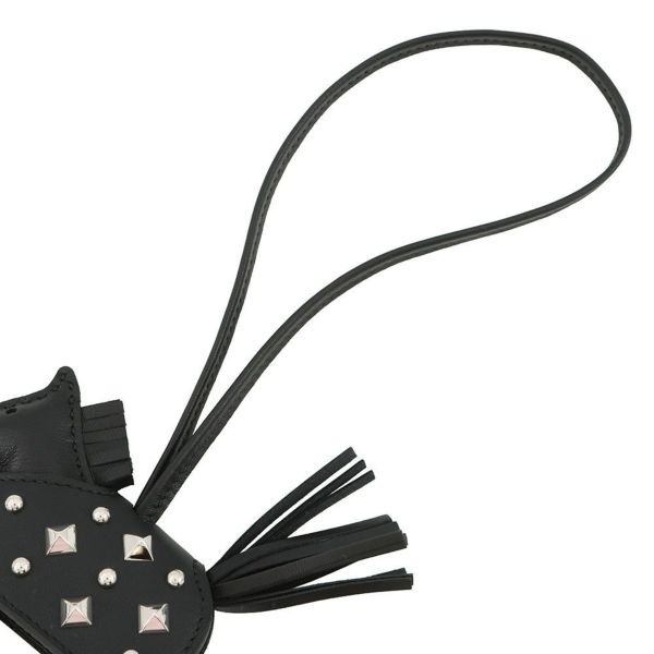 エルメス バッグチャーム ロデオPM ロベオ ロック ブラック/シルバー金具 ラムスキン K刻印 黒